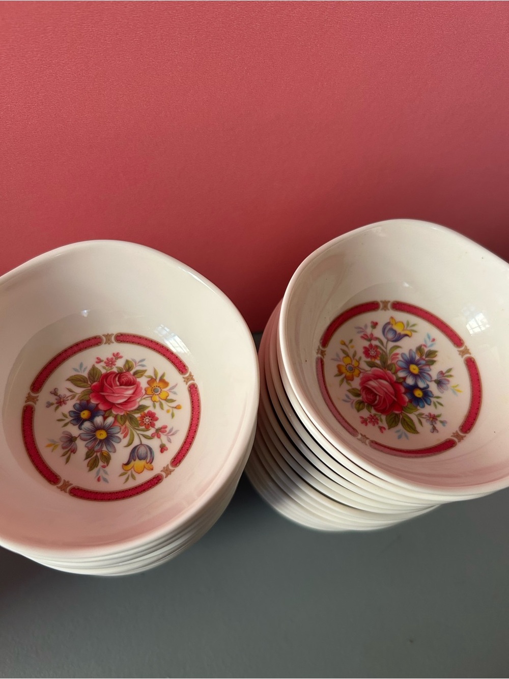 Porcelain Floral Ramekin - White with Multicolor Flower Design - Picture 4 of 6